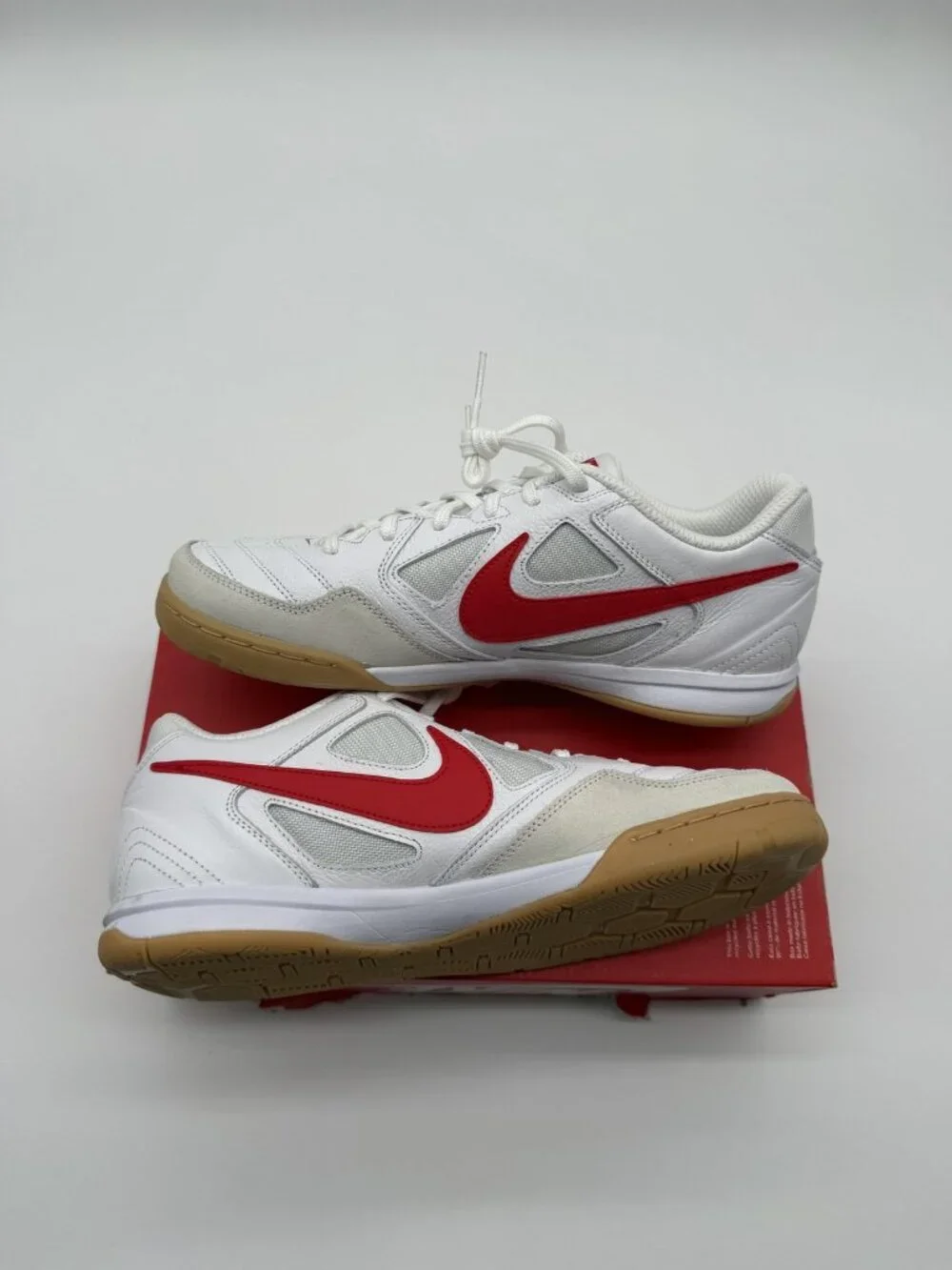 New Nike Gato Shoes Men's Size 10.5 White Red Gum Indoor Court Soccer HQ6019 102